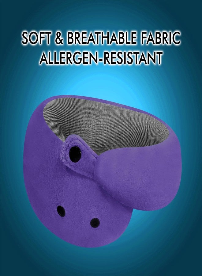 GREELI Premium Memory Foam Neck Pillow for Travel, Compact & Portable Airplane Travel Pillow Combo with Soft Eye Mask and Carry Bag. (Lavender) - Image 3